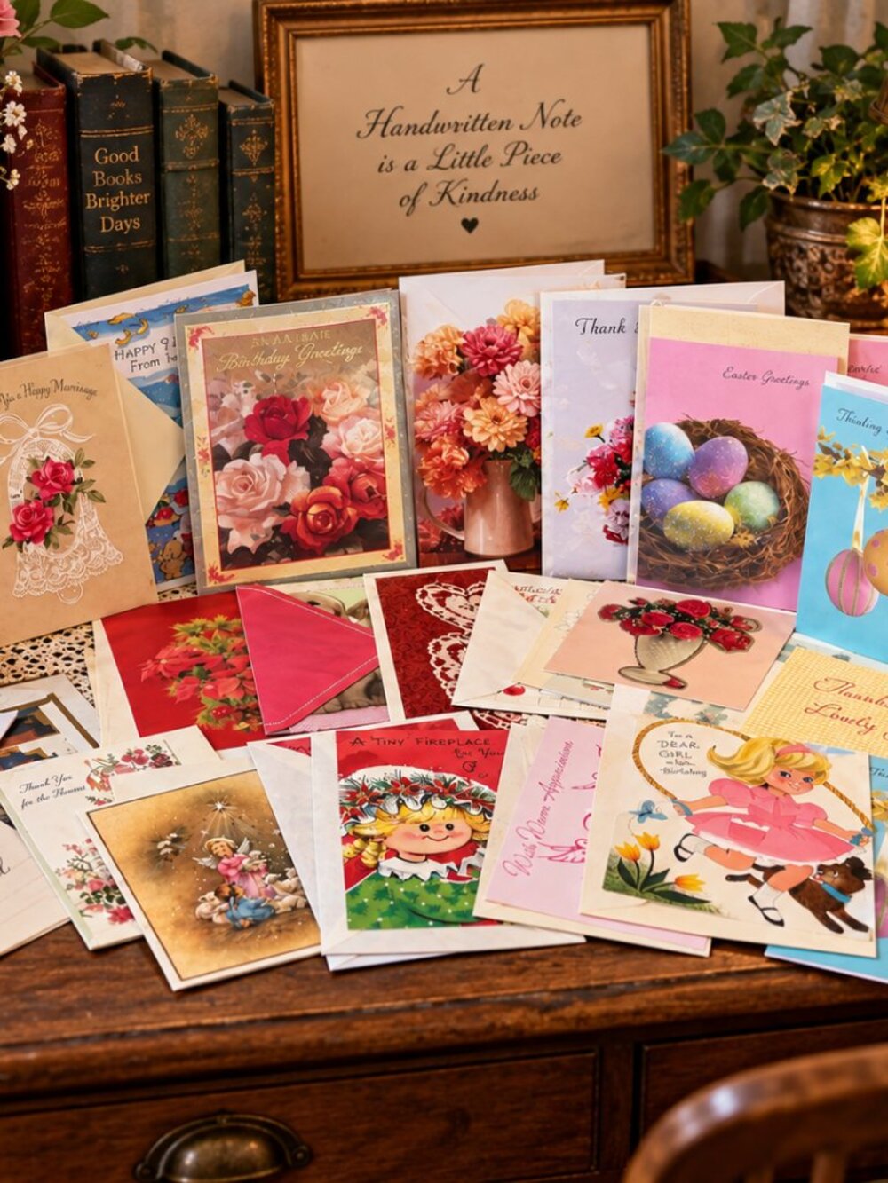 Lot of 32 Vintage Greeting Cards 1950s–70s Unused + 20+ Bonus Envelopes